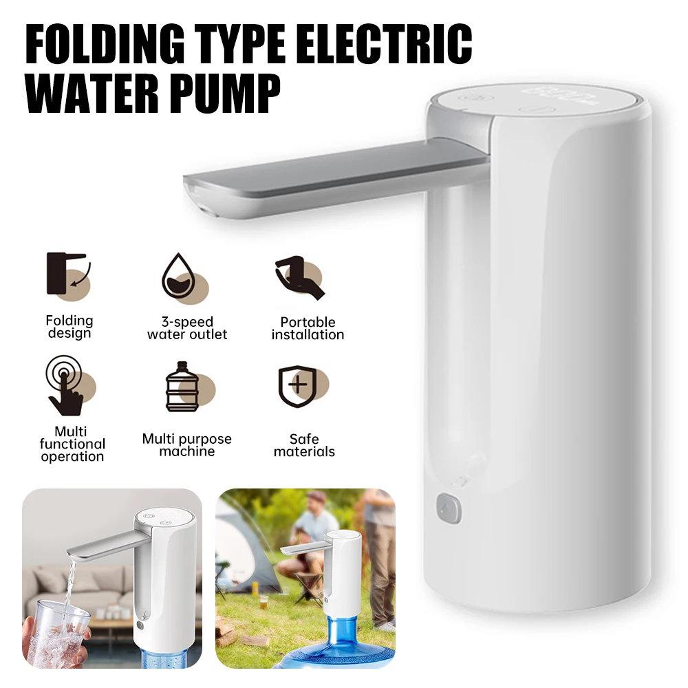 Digital Display Water Bottle Pump USB Rechargeable Automatic Water Dispenser Pump Portable Foldable Electric Dispenser Pump