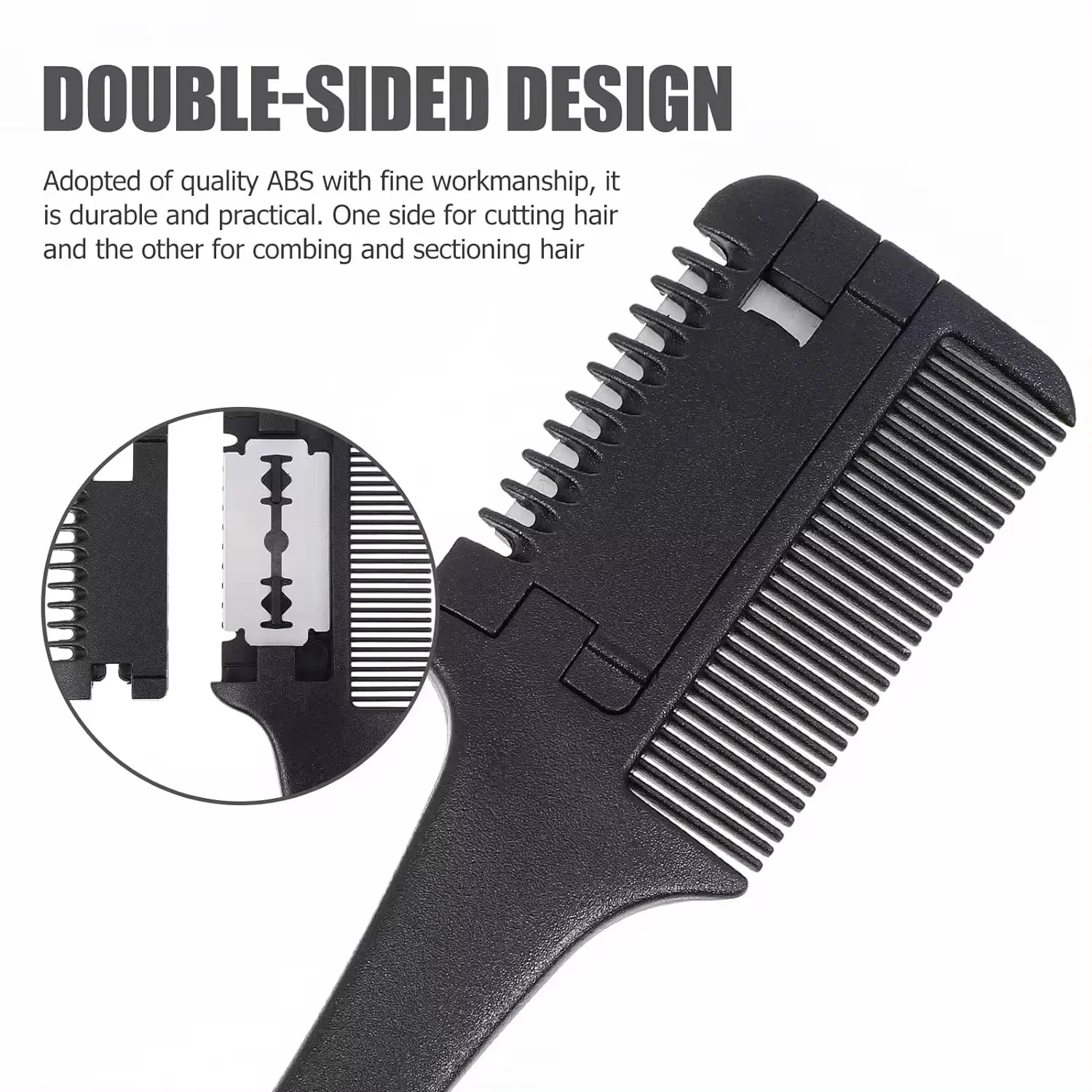 vvocci Hair Portable Double Thinning Clipper Old-fashioned Stainless Steel Edge Cutting Bang Blade Salon Home Use Self Hair Comb