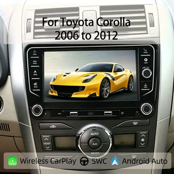 7-calowe radio samochodowe z Androidem, Type-C, do Toyota Corolla 2006-2012, bezprzewodowy CarPlay, Android Auto, nawigacja GPS, Bluetooth, sterowanie kierownicą