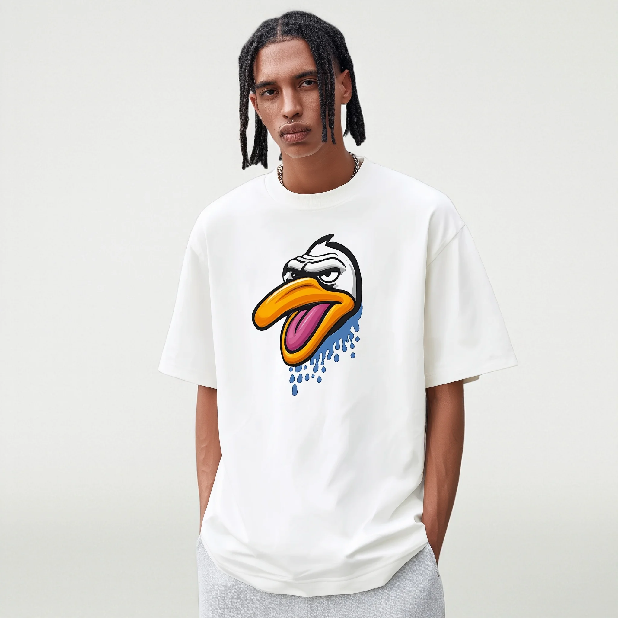 

Teevo Men's Casual T-Shirt Cartoon Duck Print Daily Wear