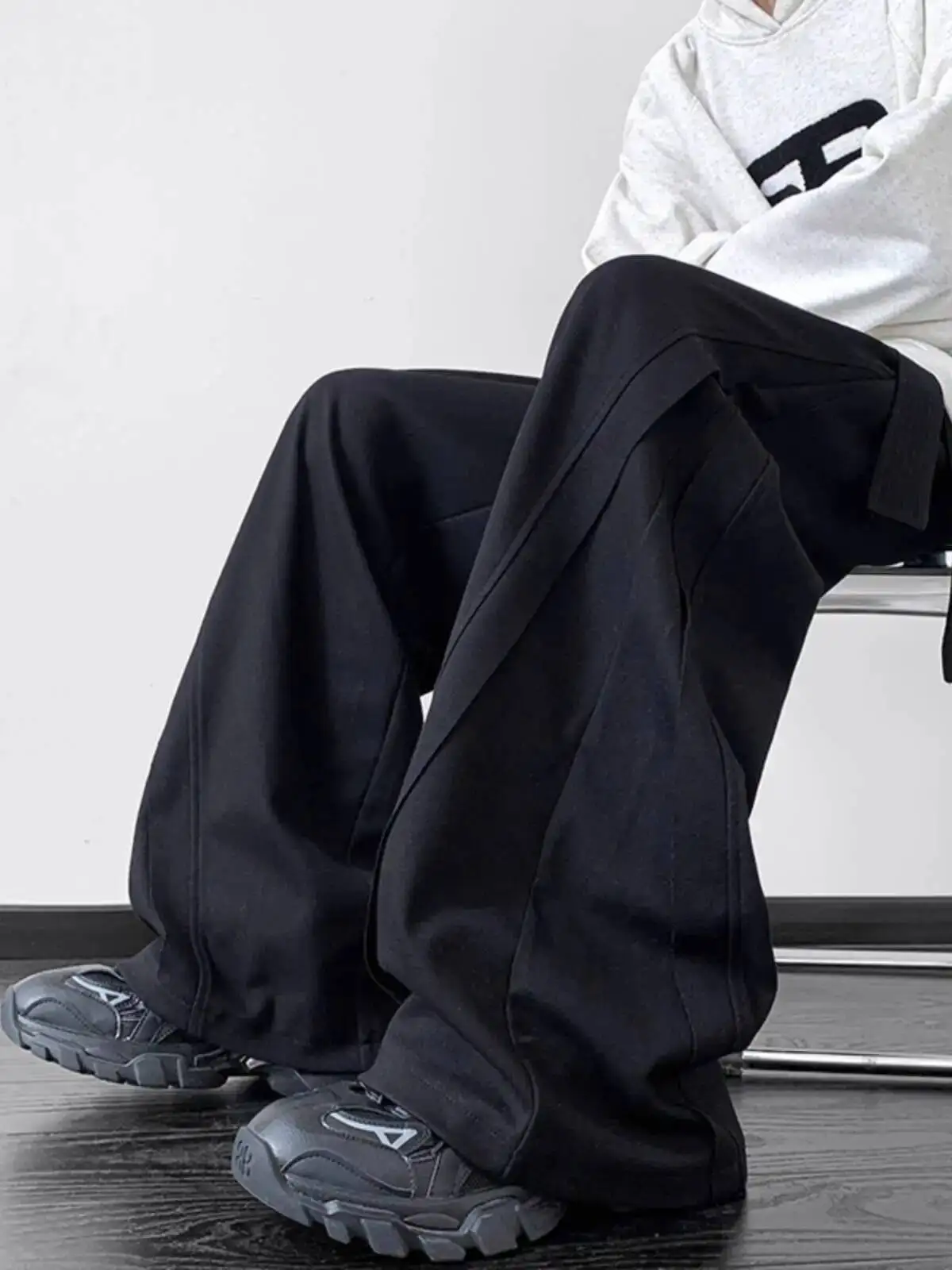 

Man High Waist Pants 2026 Spring High Drape Pants For Men Japanese Cityboy Loose Straight Wide Leg Plus Size Sweatpants