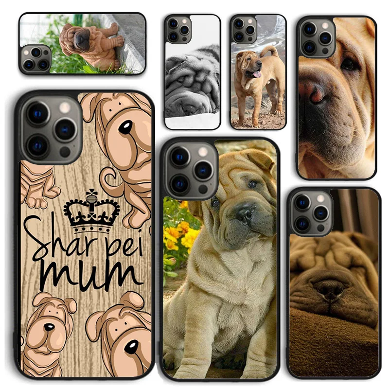 shar pei Mum Dog Phone Case for iPhone 16 15 14 12 13 mini PLUS X XS XR 11 PRO MAX Back Cover Fundas Shell