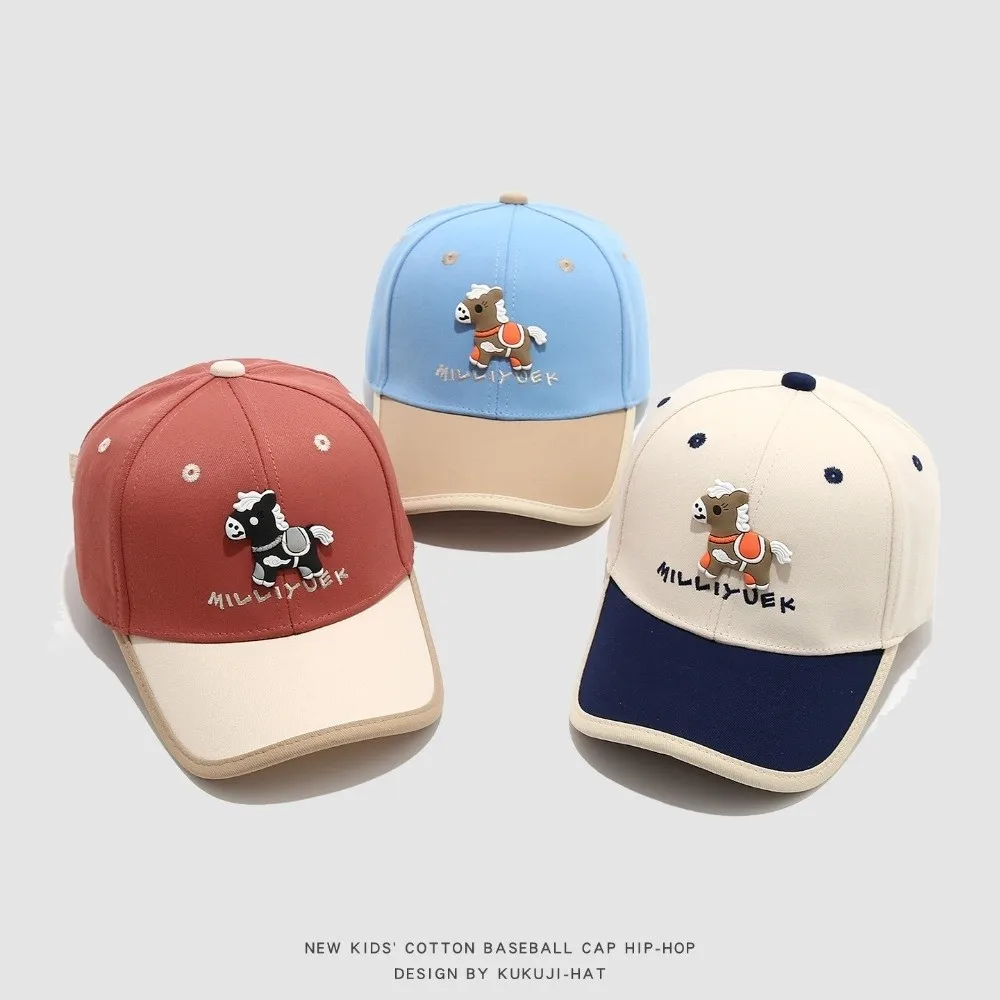 

New Portable Children's Baseball Cap Cartoon UV Protection Outdoor Color-blocked Duckbill Cap Sun Protection Hat Sun Hat