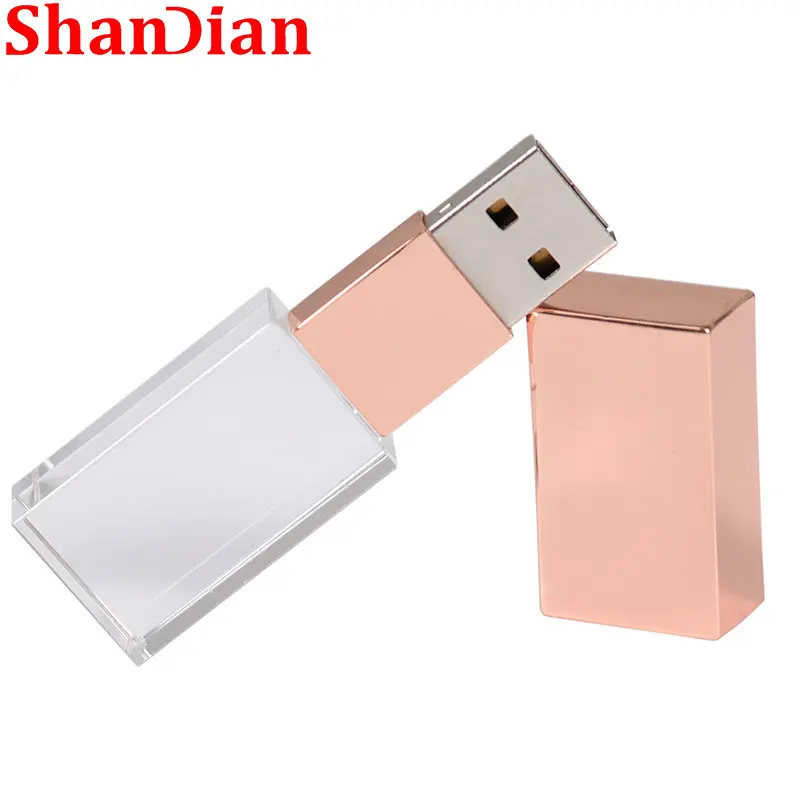 Crystal USB Sticks 64GB USB Flash 32GB Transparent Glass 16GB  Pen Drive Exquisite Wedding Photography Gifts