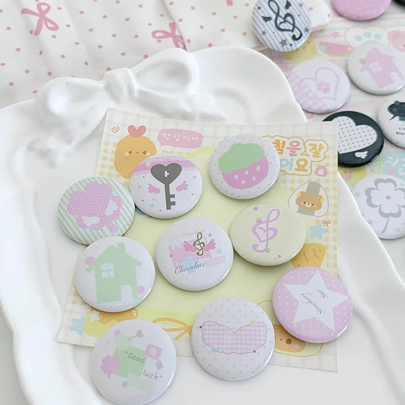 6pcs/set 2.5cm Ins Cute Mini Badge Pin Kawaii Cartoon Sticker Brooch for Journaling Deco Pin DIY Scrapbooking Funny Little Badge