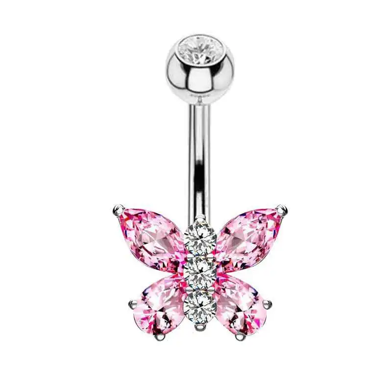 1PCS Rosa Krone Bauchnabel Ringe Schmuck Edelstahl Herz Nabel Piercing Barbell Kristall Nette Bauch Ringe Für Frauen Mädchen