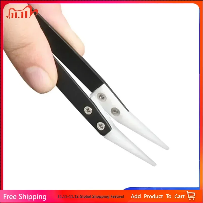 

3PCS Straight Aimed Ceramic Tweezers for Electronics Soldering Stainless Steel Handle Precision Tweezers Hand Tool