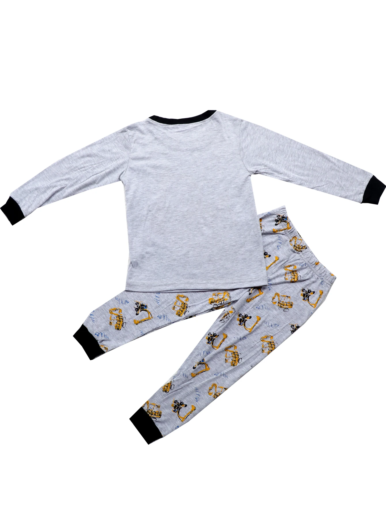 New Spring Autumn Children\'s Homewear Set Grey Long sleeved Pants Set Boys Girls Pajamas excavator Nightwear