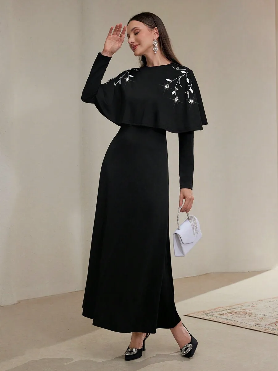 

Customized Black Satin Prom Dresses with Beading Shawls Evening Party Dress Zipper Back Homecoming Graduation Gowns Ankle Length