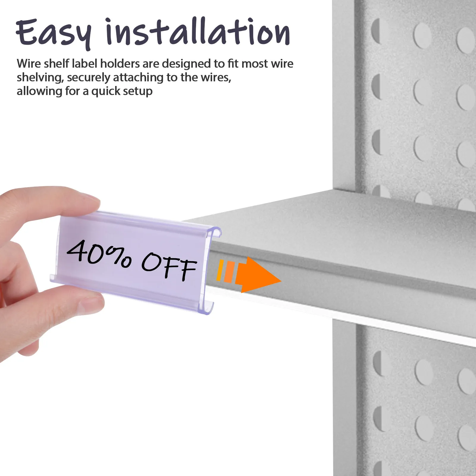 30Sets Wire Shelving Label Holders Clear Shelf Tags Retail Store Label Sleeves Paper Inserts Plastic Wire Rack Accessories