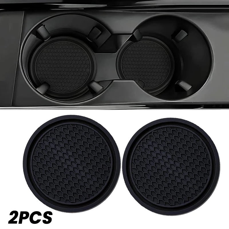 2pcs Black Car Auto Cup Holder Anti Slip Insert Coasters Pads Interior Accessories Universal Fits Perfectly For Most Cups