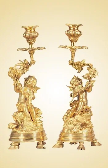 A Pair Of Imitated Antique Gilt Gold Plated Solid Copper 