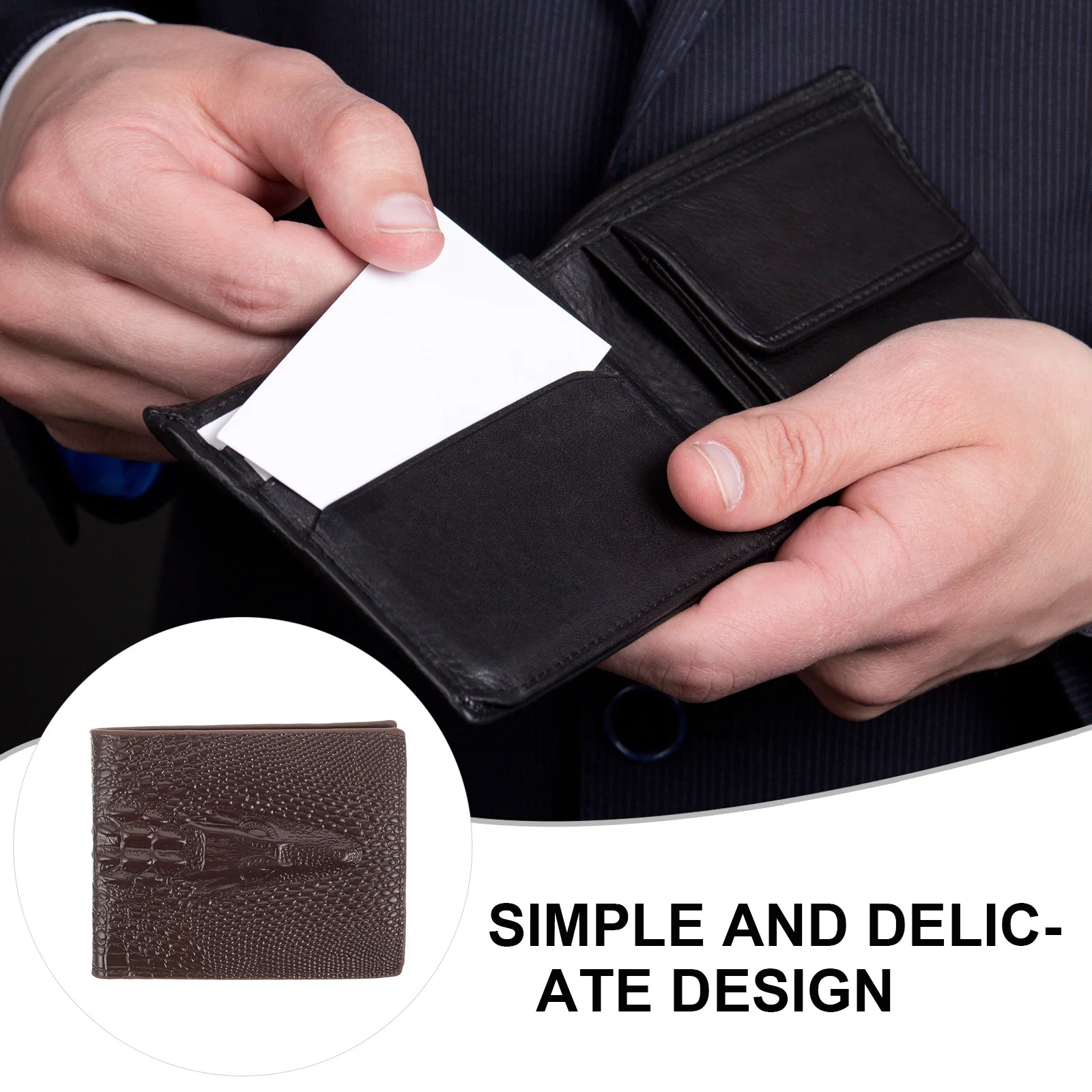 

Bifold Wallet for Men Alligator Texture Small Wallet Vintage Style Portable Purse for Travel Outdoor Use