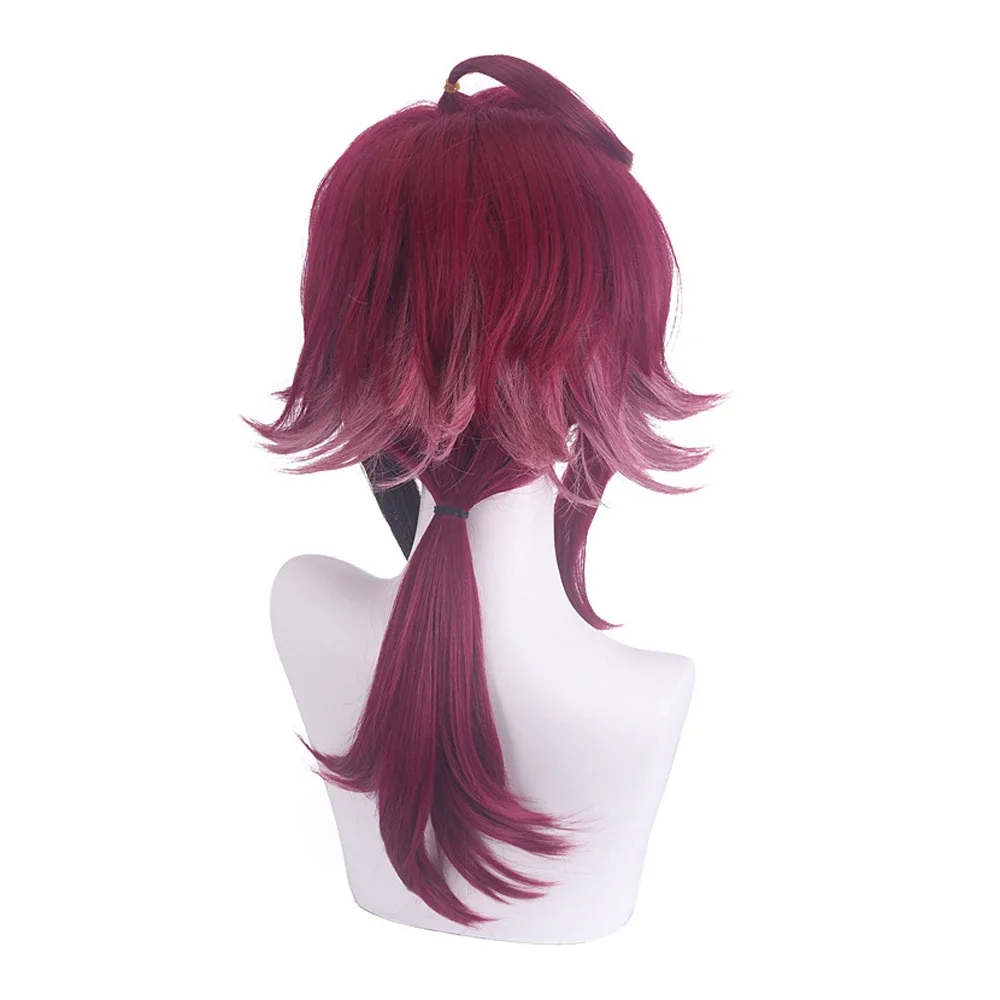 RANYU Genshin Impact Shikanoin Heizou Wigs Synthetic Long Straight Dark Red Game Cosplay Hair Wig For Party