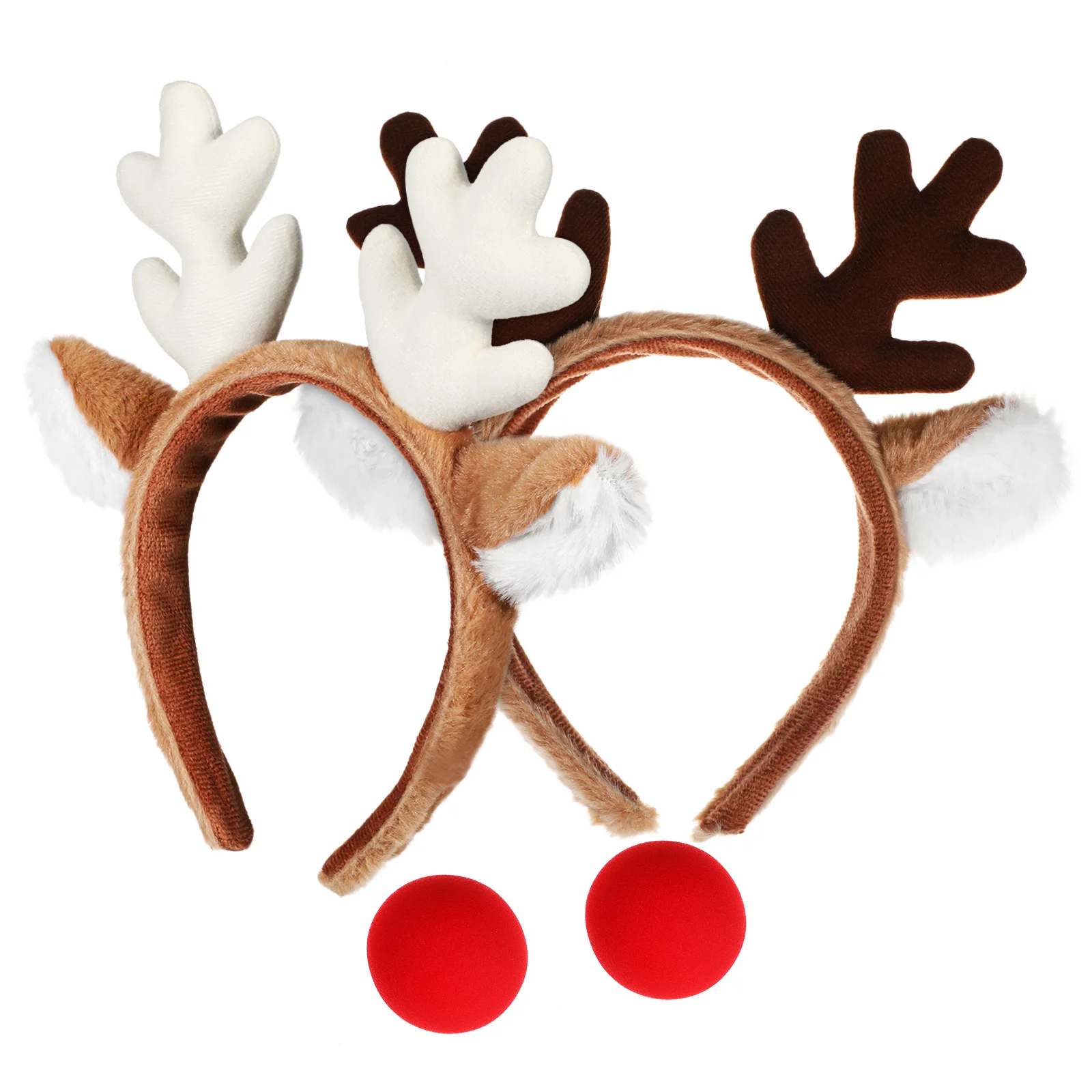 2セット ホリデー トナカイの角 ヘッドバンドと鼻のコンボ 楽しいクリスマスコスチュームピース お祭りイベント 家族のお祝いに