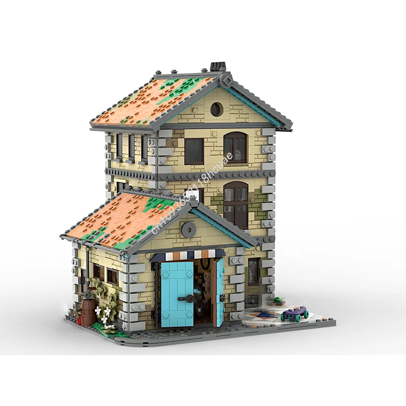 Moc personalizado edifício modular casa de família vista rua modelo bloco de construção diy montagem criativa tijolos educativos brinquedos presente do miúdo