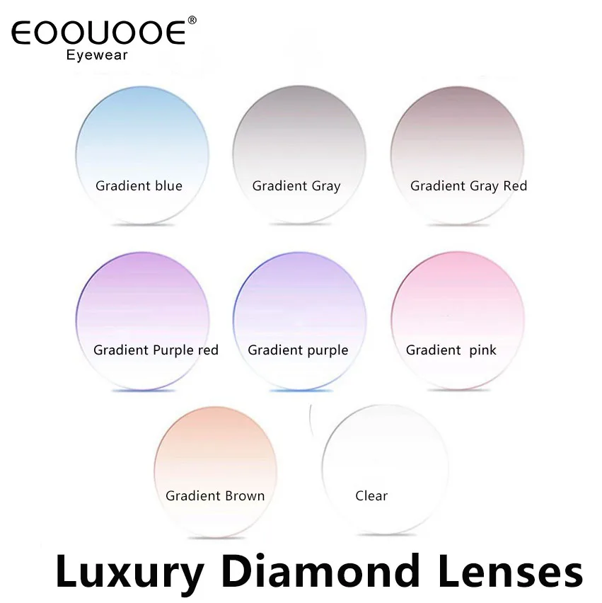 

luxury Diamond Lenses 1.61 1.67 Index Senior Rimless Glasses Anti Reflective Optical Myopia Hyperopia Gradient Colored Eyewear