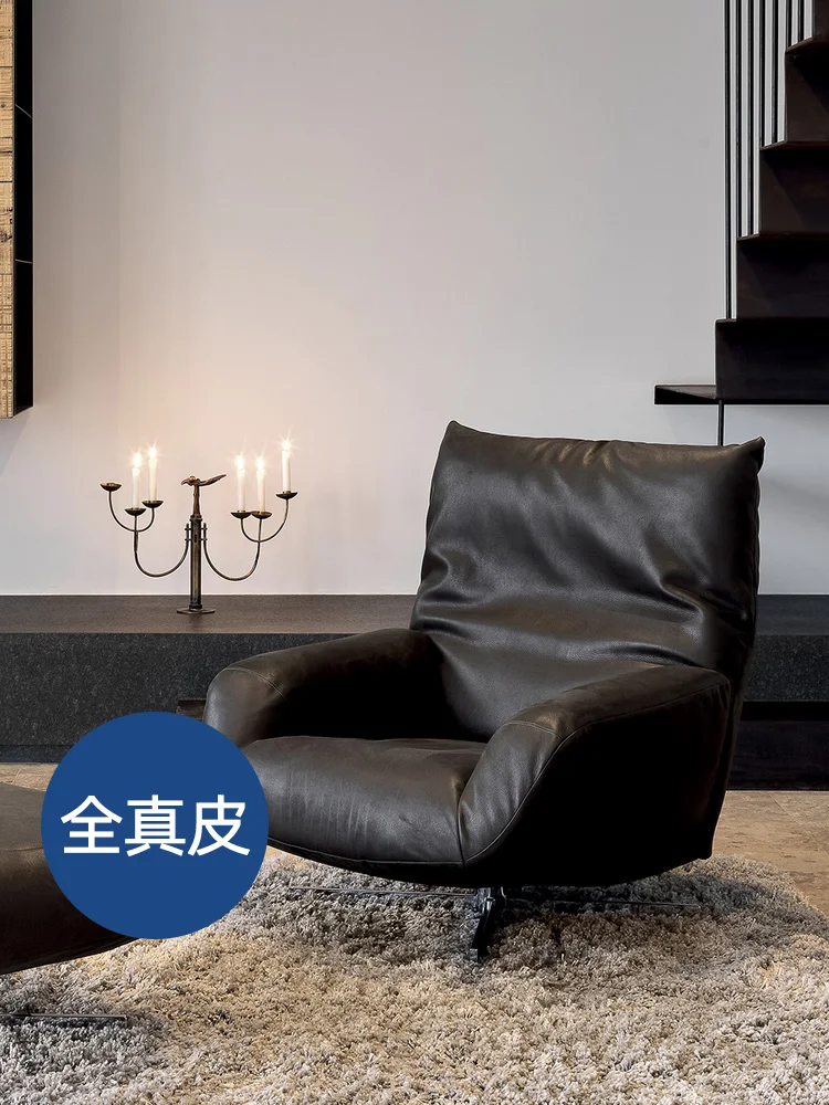 Full-head cowhide rotating sofa chair