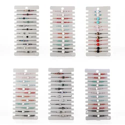 12PCS Crystal Bead Acrylic Shell Star Butterfly Round Flower Charms Beaded Braided Bracelet for Women Adjustable Anklet Jewelry