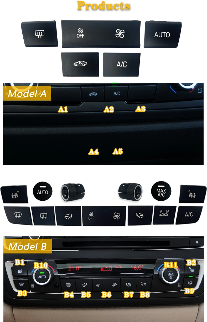Armaturenbrett Klimaanlage AC Temperatur Control Taste Für BMW 1 2 3 4 F Serie F20 F21 F22 F23 F30 F31 F35 F34 F36 F45 F46 – Detail 2