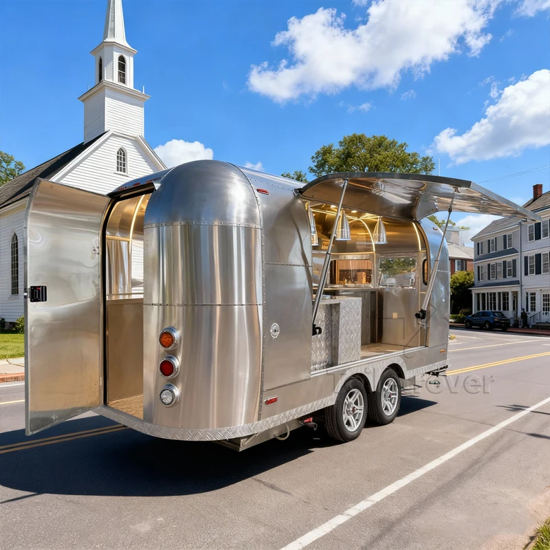 CE Certified Outdoor Street Vending Snack Fast Food Trailer Mobile Kitchen Truck Fast Food Truck Trailer With Full Kitchen