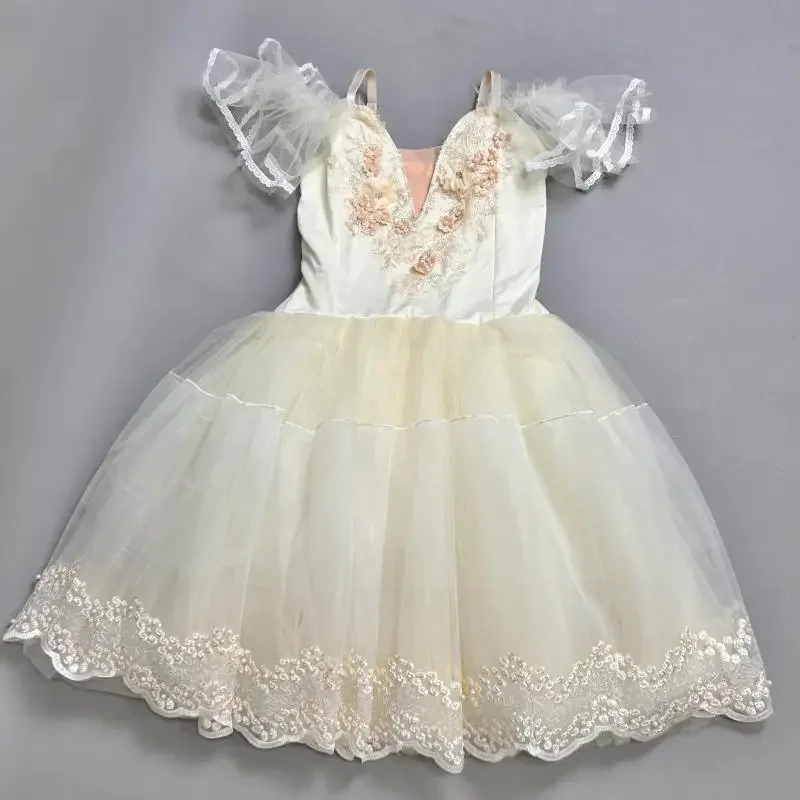 Romantische Tutu Ballett Kleid Für Mädchen Beige Ballett Frau Trikots Party Kleider Bühne Kleidung Modern Dance Kostüm Ballett Tragen
