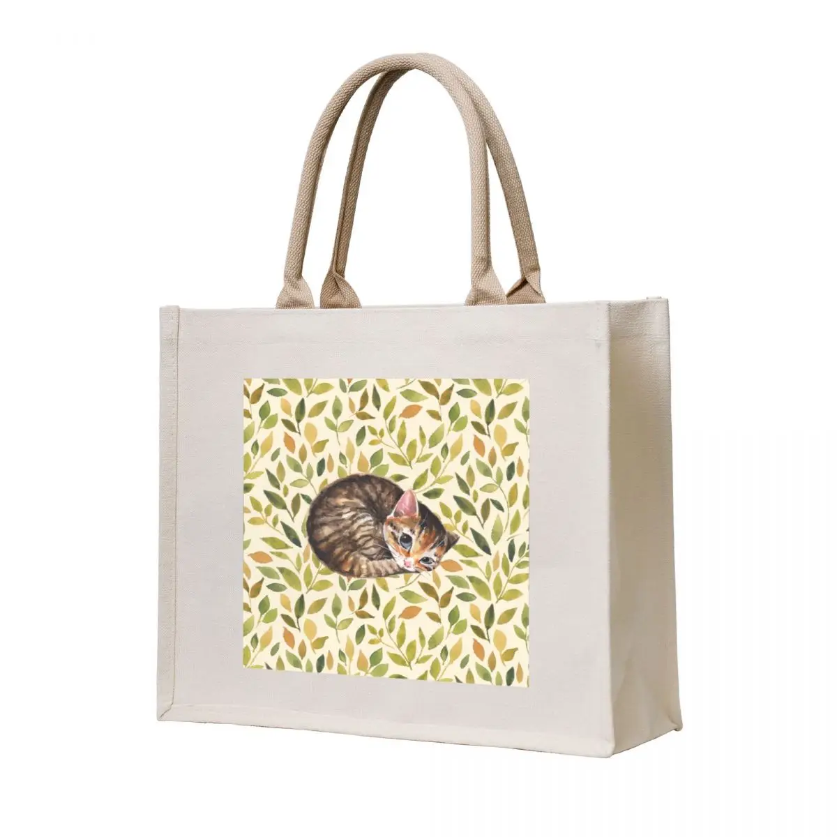 

Sleepy kitten. Watercolor pattern Tote Bag eco pack Big bag women Lady bag sacs de shopping