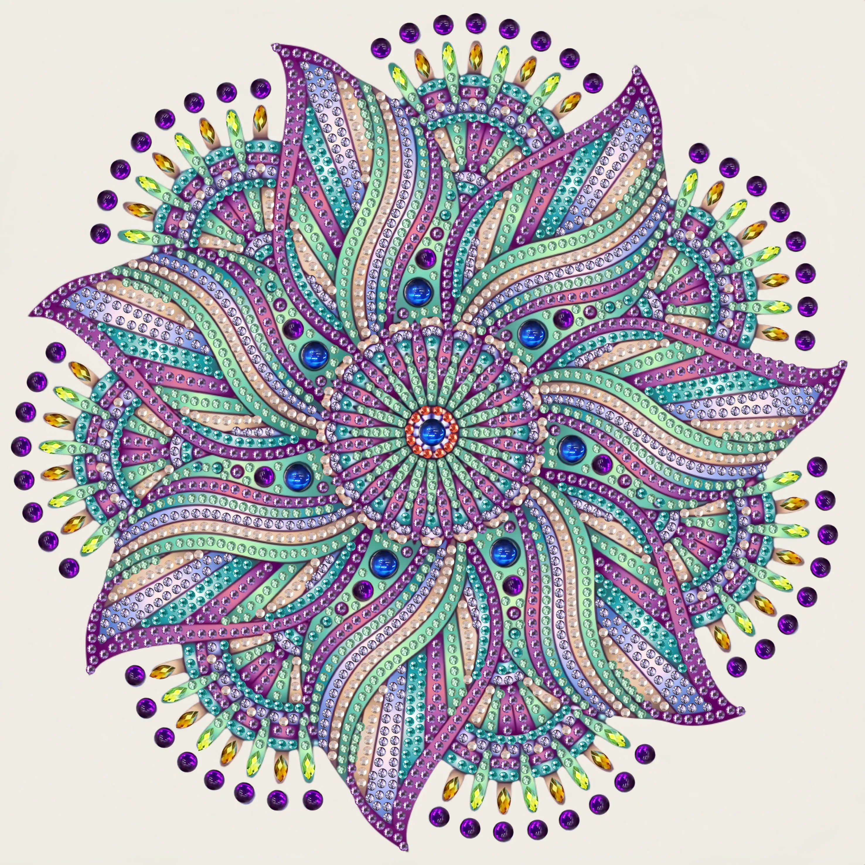1 set of colorful Mandala themed diamond painting set, DIY 5D color special shape crystal diamond partially inlaid painting desi