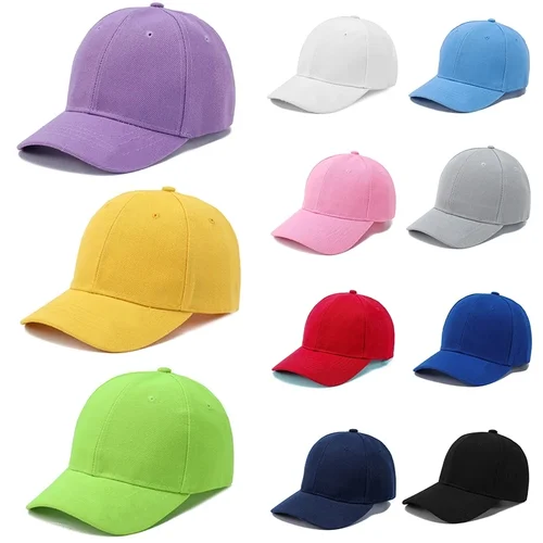 Imagen 2 del producto Gorra de béisbol con cierre trasero para niños, gorros de Hip Hop de Color sólido para primavera y verano, gorras para el sol, sombreros ajustables transpirables para viajes al aire libre para niños