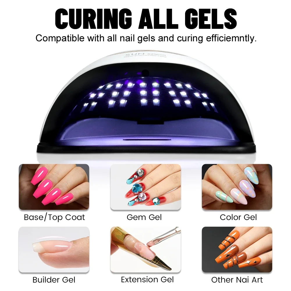 Lampada per unghie a LED 380W per unghie in gel Asciugatrice a polimerizzazione rapida con 81 LED 4 timer Luce UV professionale per strumenti per nail art per salone domestico