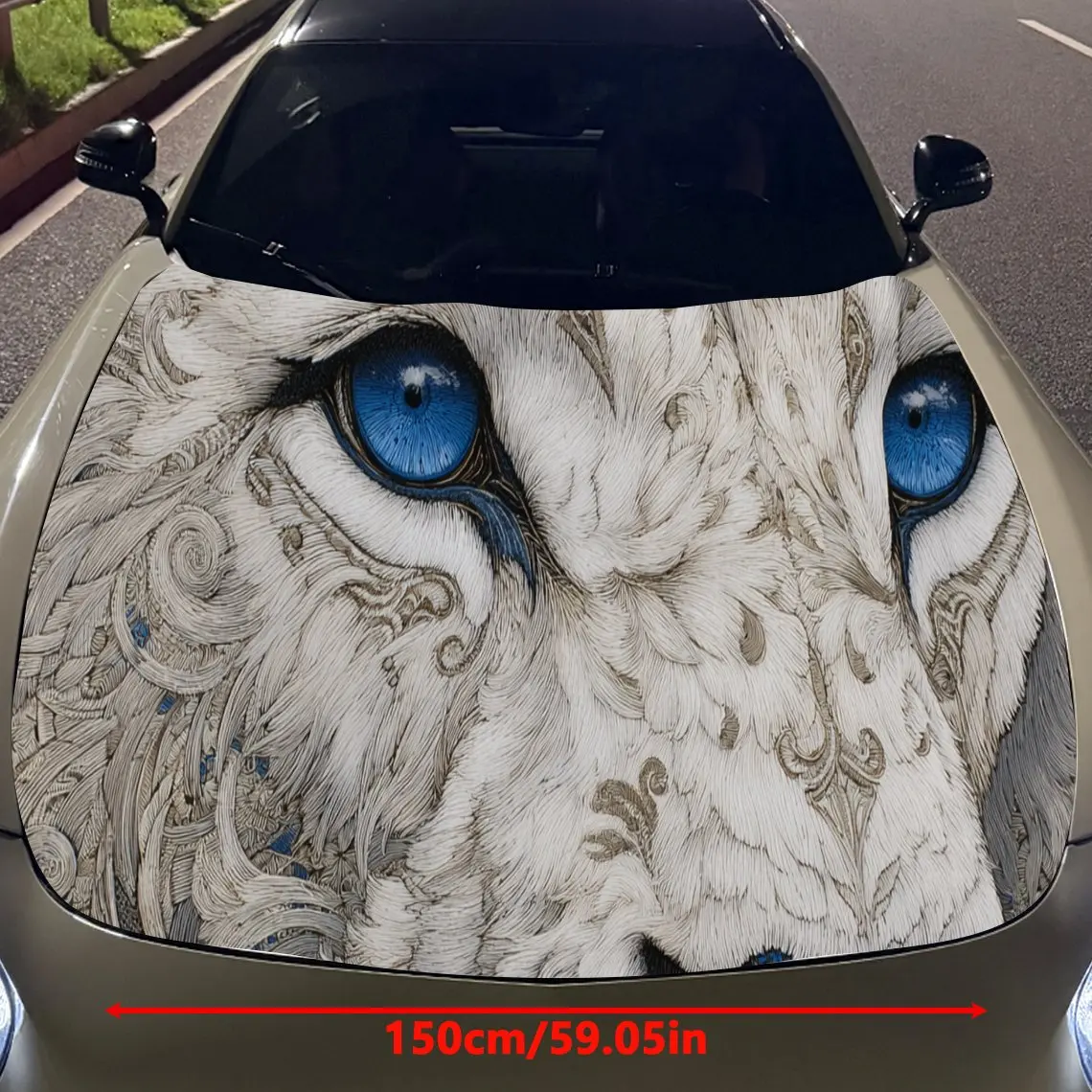 Fierce Blue-Eyed White Tiger Car Hood Stickers - Self-Adhesive, Waterproof and Durable Vinyl Wrap, Decorate And Protect Your Car