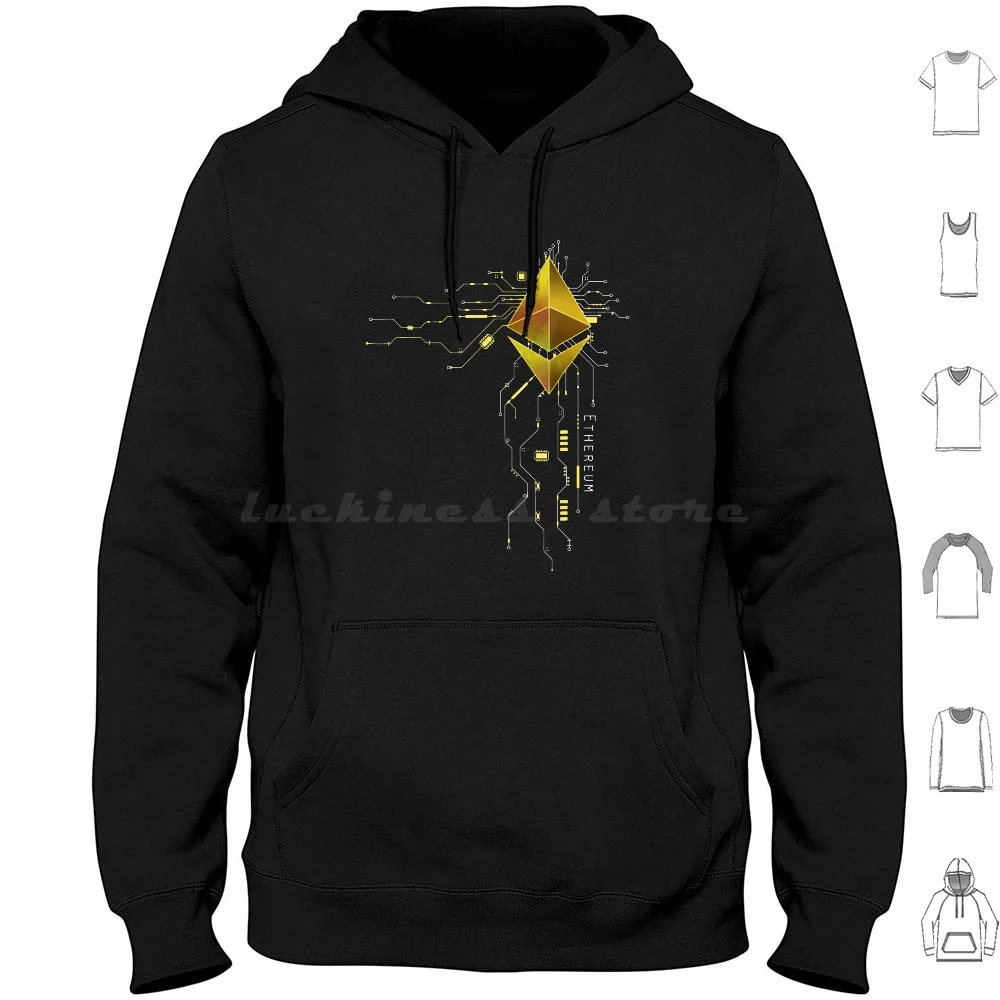 Ethereum Gold Eth Heart-Hommes Femmes Enfants Sweat à capuche Coton Manches longues Ethereum Gold Eth Heart Hommes Femmes Enfants