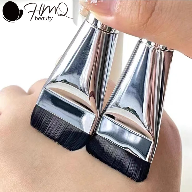 Flat Head Powder Foundation Brush Facial Treatment Brushes Soft Ultra-Thin Flawless Bare Leather Concealer Brush Beauty Tools