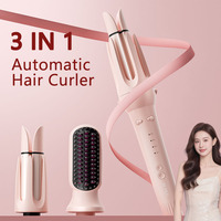 Multi-in-One Automatic Curling Iron Wand Straightener Comb 3 in 1 anti-scald Coated Hair Styler with Negative Ion