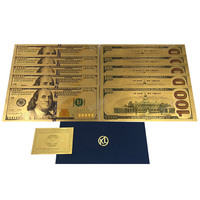USA 100 Dollar Gold Foil Banknote Bill Fake Money 24k United States OF America Dollars Decoration Antique Souvenir Cards