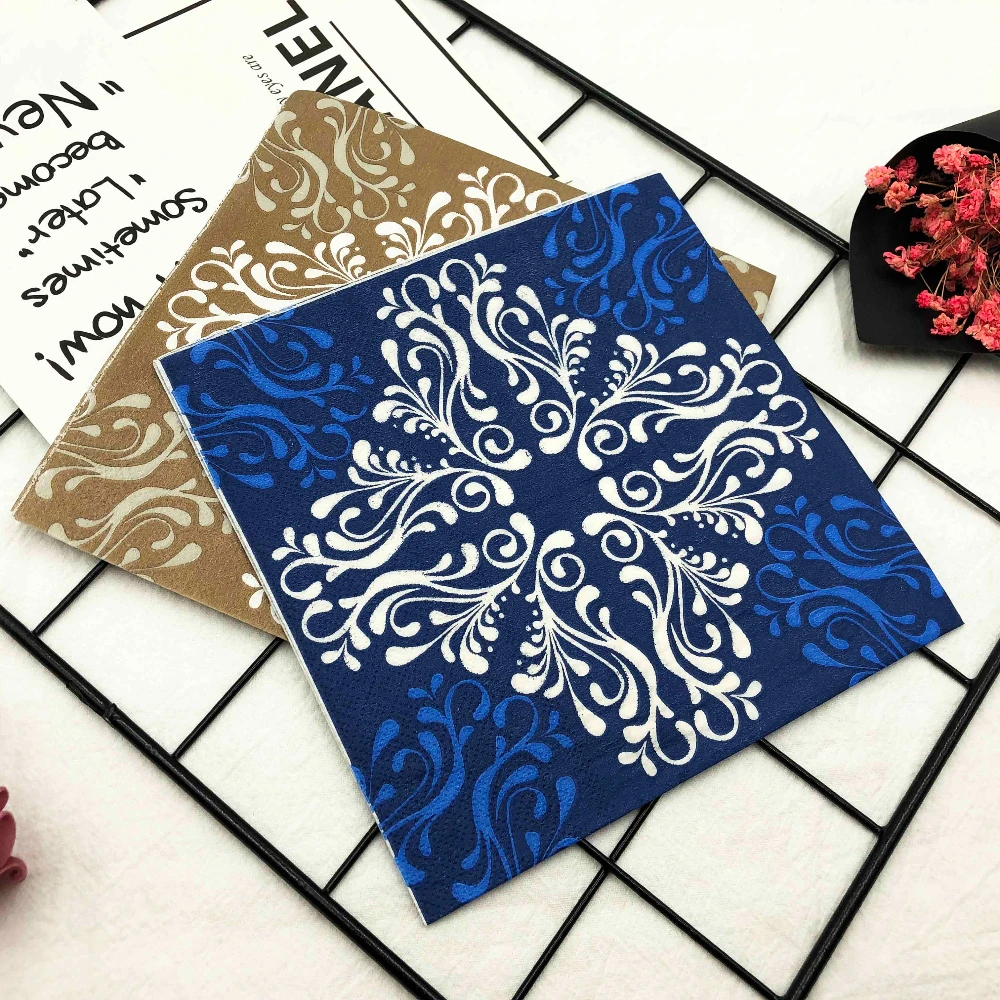 20pcs/pac Food Grade Printed Napkins Hotel Restaurant Wedding Party Decoration Tissue Paper Native Wood Pulp Mother & Baby Paper