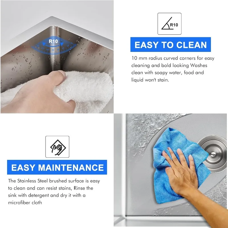 MENATT 24-дюймовая кухонная мойка под креплением, кухонная мойка ручной работы из нержавеющей стали SUS304 с ситом для раковины, 24 x 18 x 9 дюймов