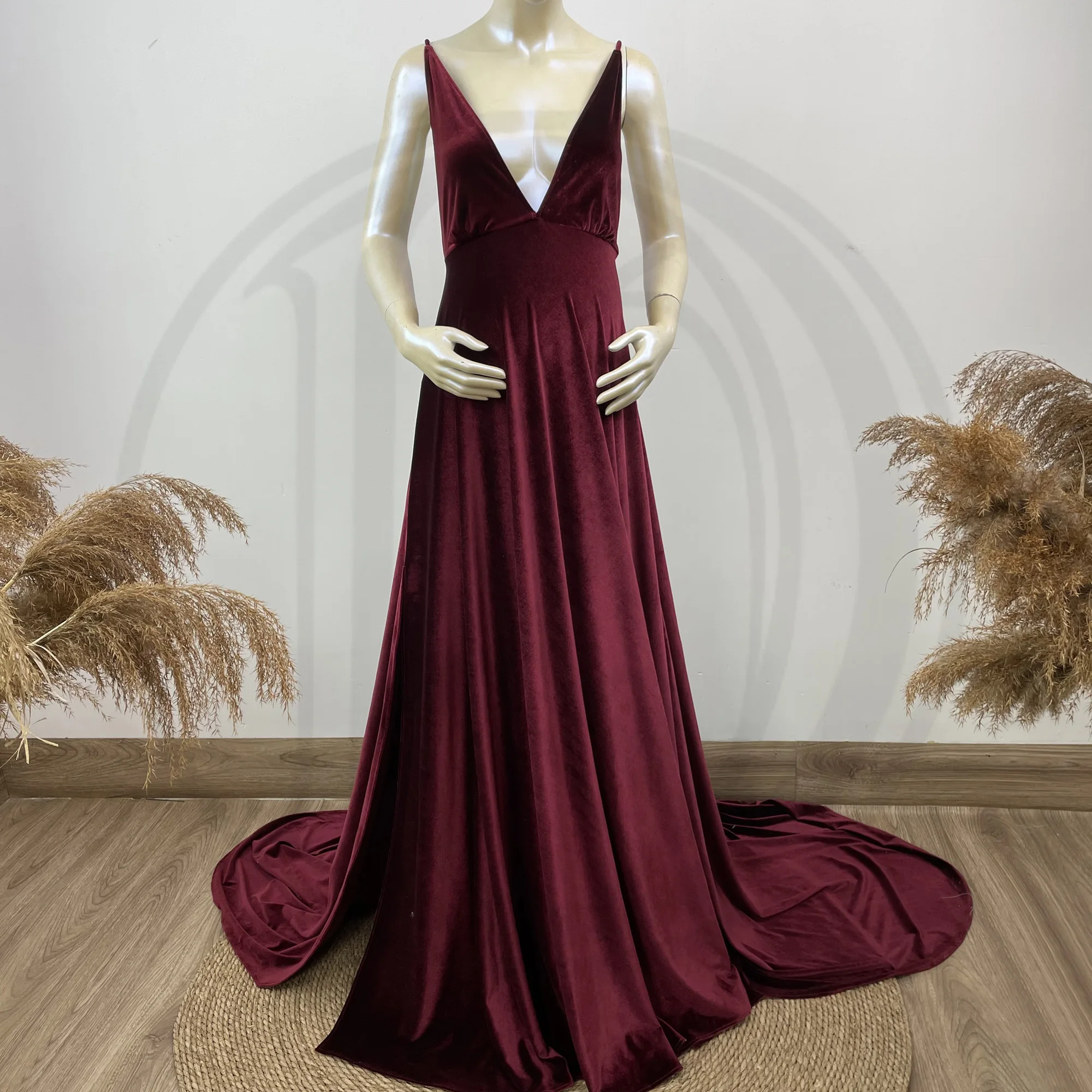 Don&Judy Baby Shower Dresses for Pregnant Woman Velvet V-neck Maternity Dresses Photoshoot Wedding Evening Party Clothing 2023