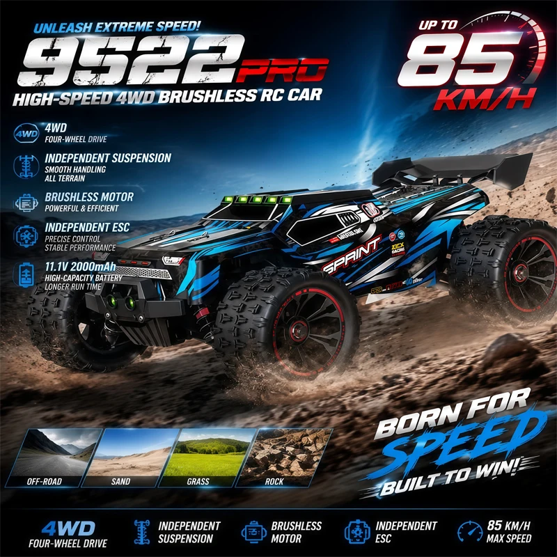 SCY 9522PRO 1:16 Brushless RC Car 85KM/H High Speed 4WD Off-Road Drift Racing Car Professional Remote Control Car vs SG116MAX