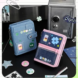 Jeans Notebook M5 Loose Leaf Journal Girl Student Diary Window Photocard Holder with 84pcs Color Pages Clovers Notebooks M5 다이어리