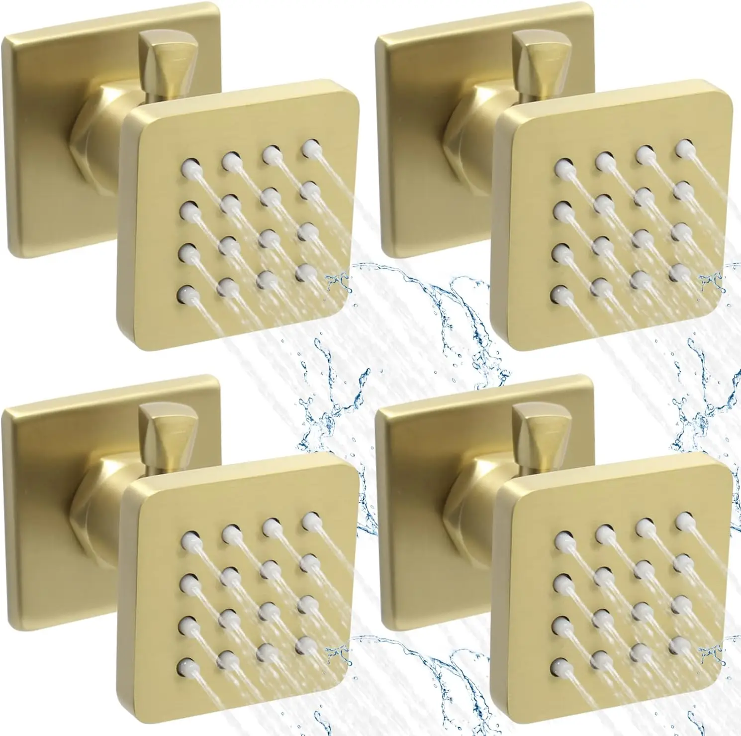 

Solid Brass Body Shower With Swivel Nozzle And Wall Jets Controlled Flow Bathroom Faucet Brushed Gold Toilet Accessories