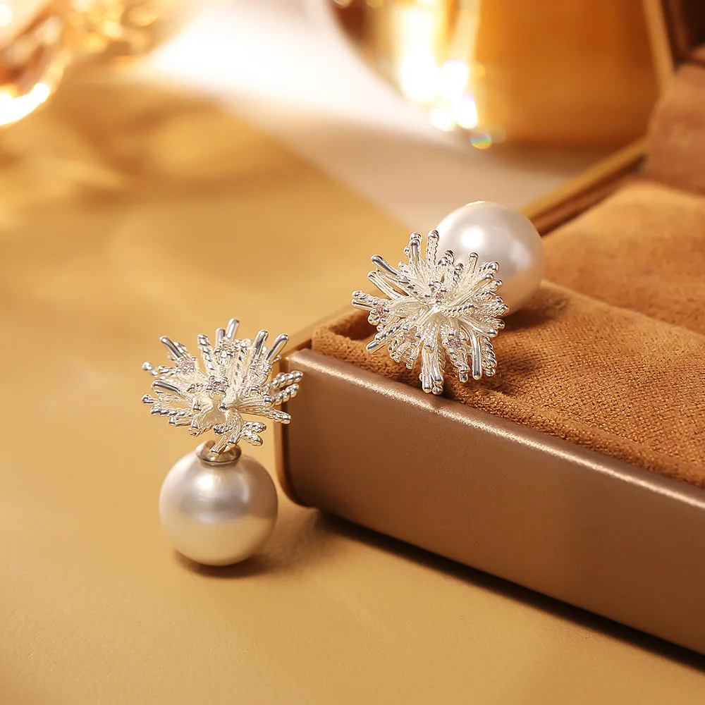 Fashionable, exquisite, personalized, high-end, temperament earrings, fresh and sweet dandelion, niche light luxury earrings