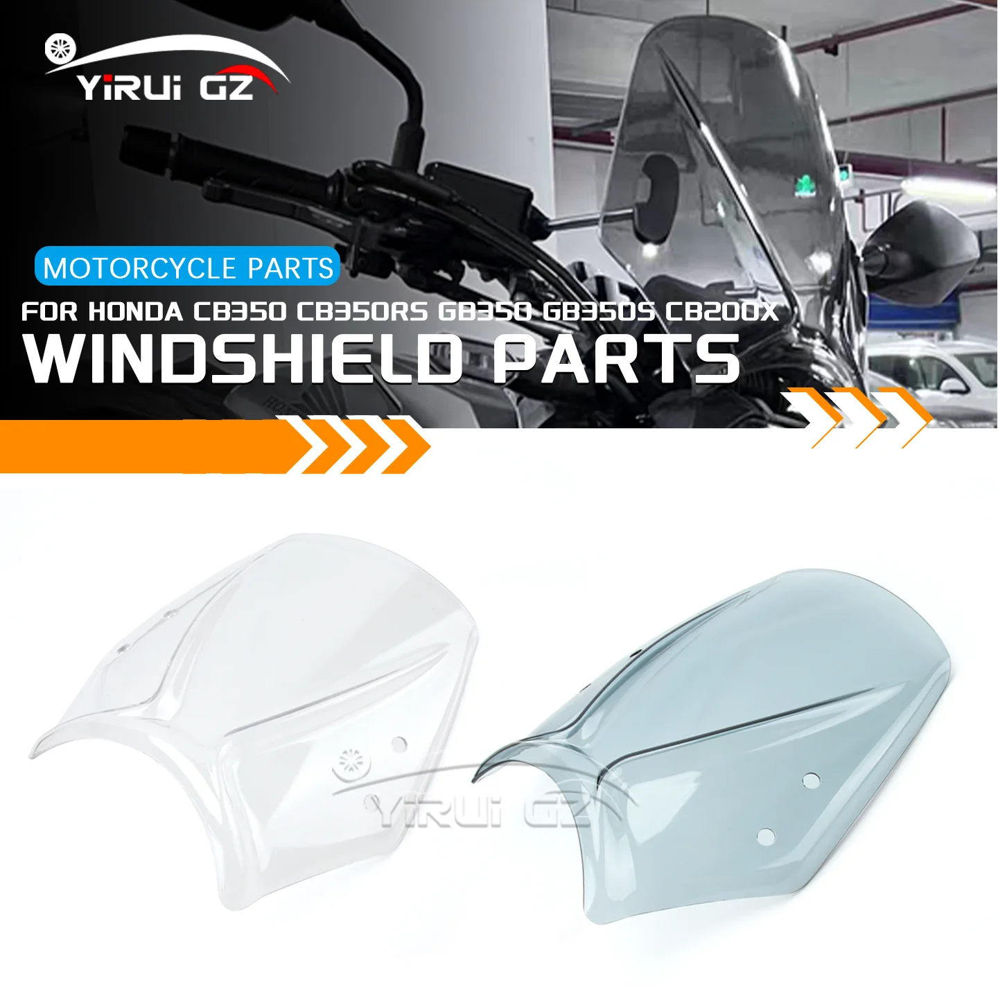 Retro Windshield Universal Motorcycles Custom Compact Sport Wind Deflector For Honda CB350 CB350RS GB350 GB350S CB200X 2020-2023