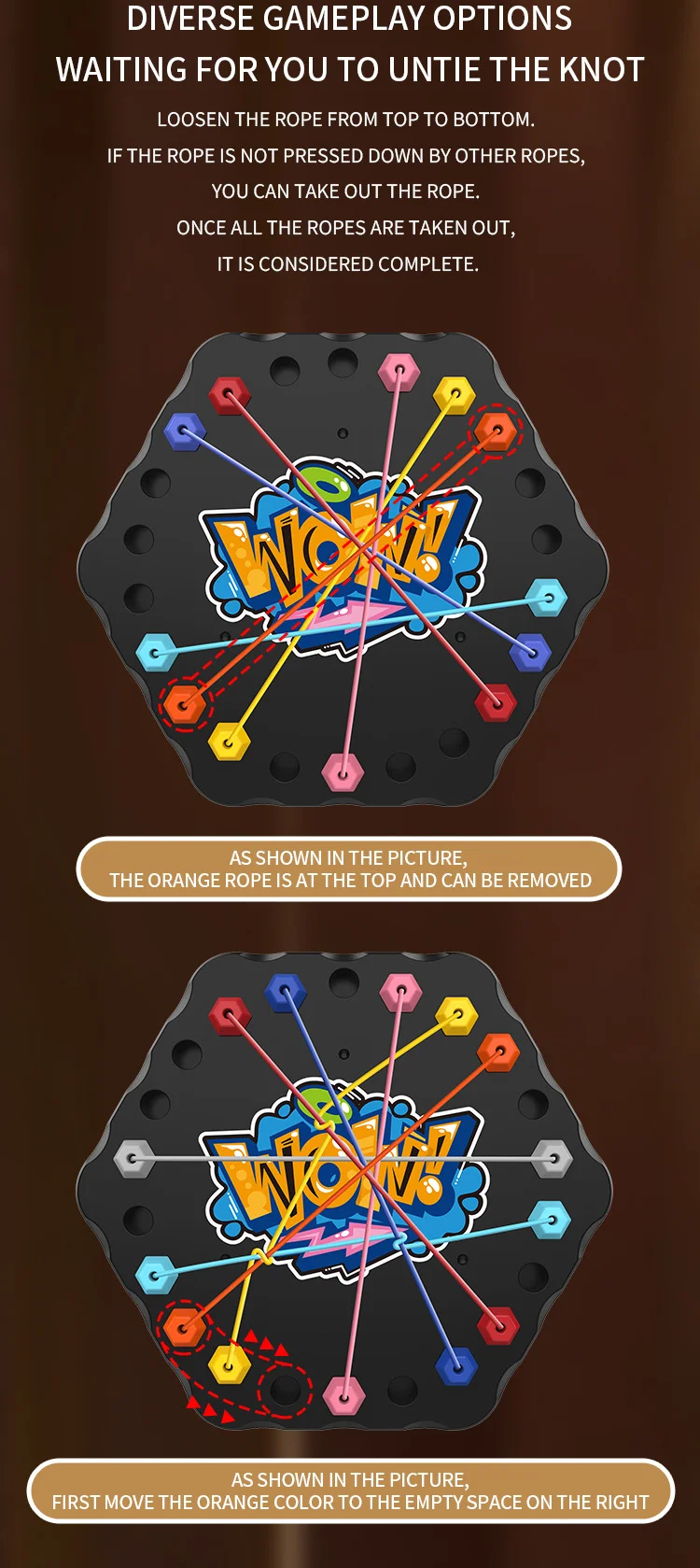 Kinder Puzzle Brettspiel Entwirren Seil Knoten Herausforderung Soziale Party Eltern-Kind-Aktivitäten Geknotetes Seil Lernspielzeug – Detail 3