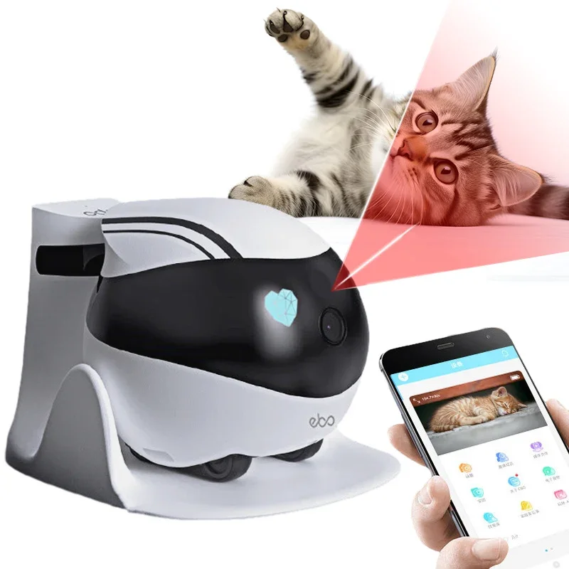 1080P HD Security Camera WiFi Remote Control Laser Teaser Interactive Toy 32G Cat Smart Companion Robot For Pets Baby Old Man