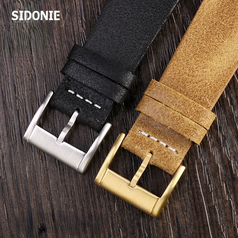 Vintage Genuine Leather Watch Band for Tudor Bronze Zenith Pilot Mido Men\'s Cowhide Accessories 23mm Watch Strap