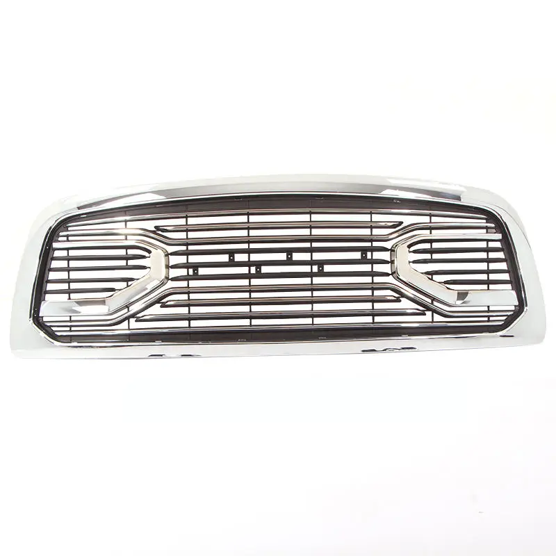 Big Horn Chrome Grille + Replacement Shell With Amber Lights Fit For 2009-2012 Dodge Ram 1500