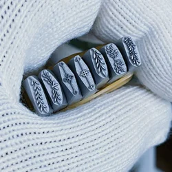 Plant Leaves Design Metal Stamps Jewelry Marking Leather Silver Punching Tool Carving Puncher Steel Stamper Craft Custom Logo