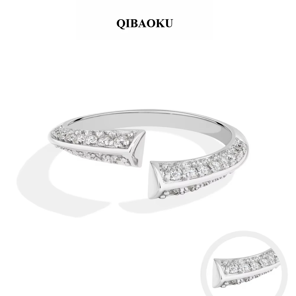 QIBAOKU Exquisite D Color VVS1 Moissanite Open Ring S925 Sterling Silver Gold Rings For Women Trendy Jewelry for Party 2026