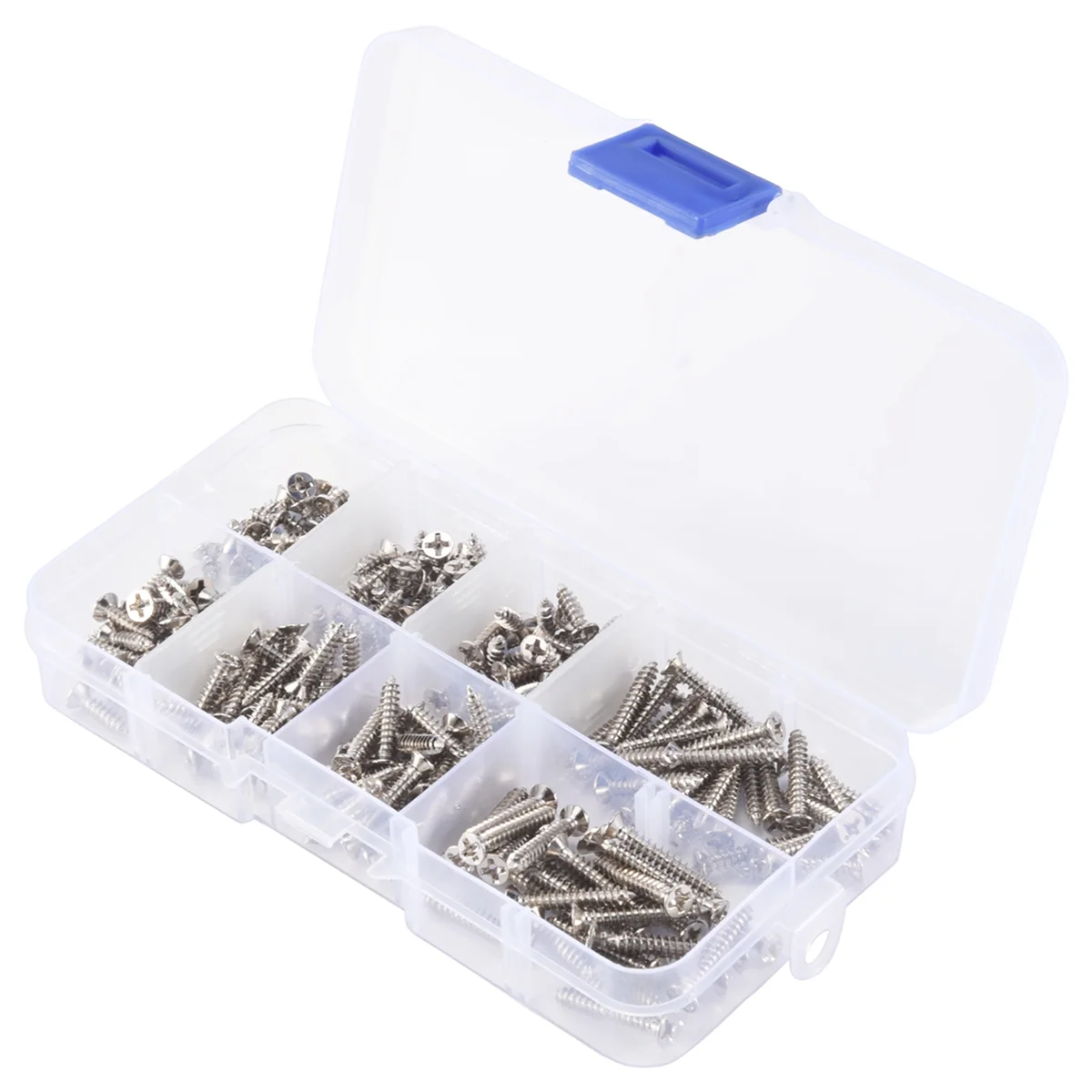 200Pcs M3 Stainless Steel Flat Head Screws Kits High Strength Self-Tapping Screws Assortment Set For Wood